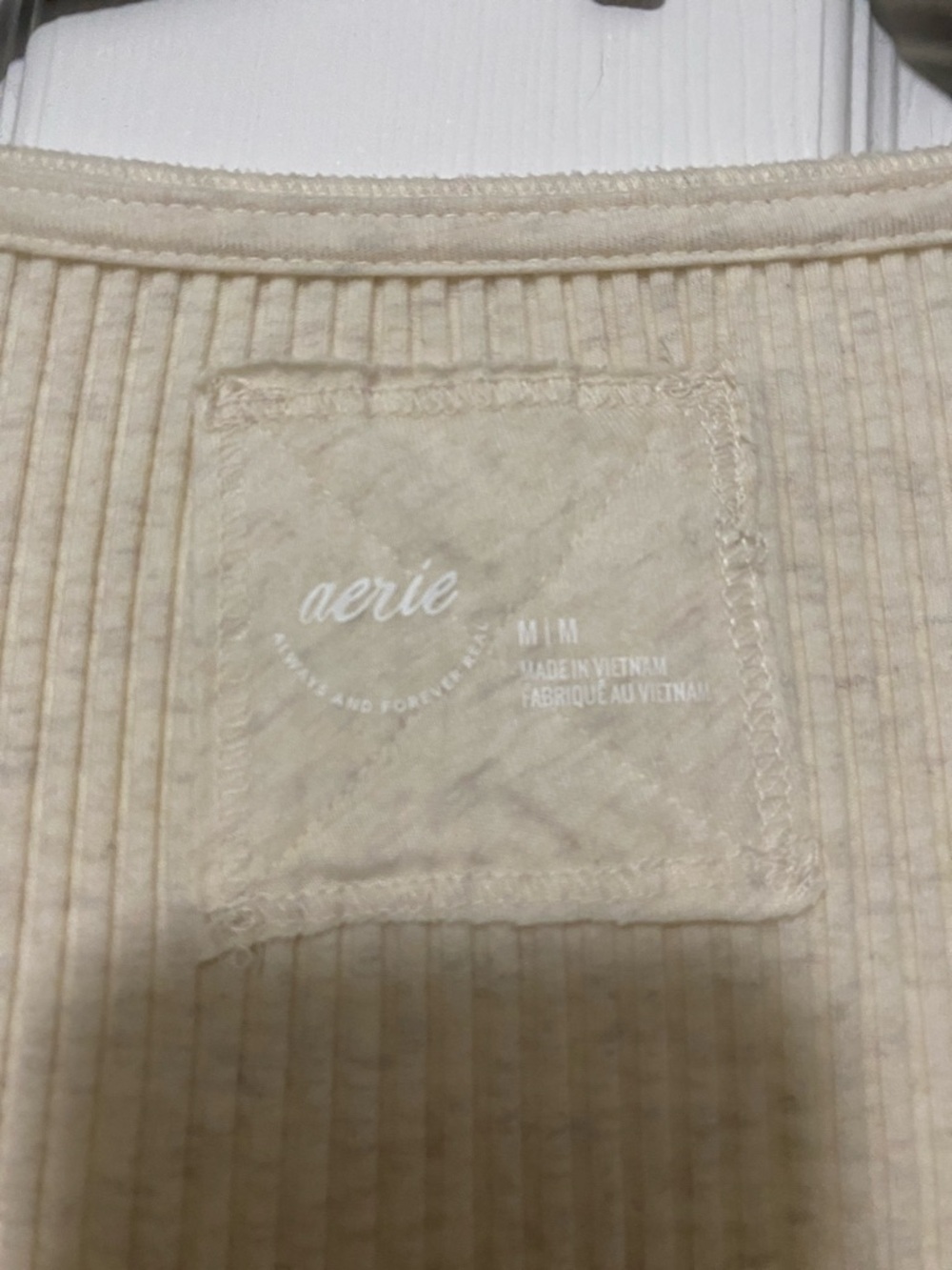 aerie Ribbed Henley Long Sleeve Top - Cream - Picture 2 of 5